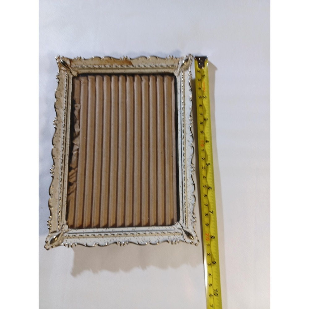 White Metal Picture Frame 5x7 Ornate Baroque Vintage Photo Tabletop Easel Back - Picture 5 of 6